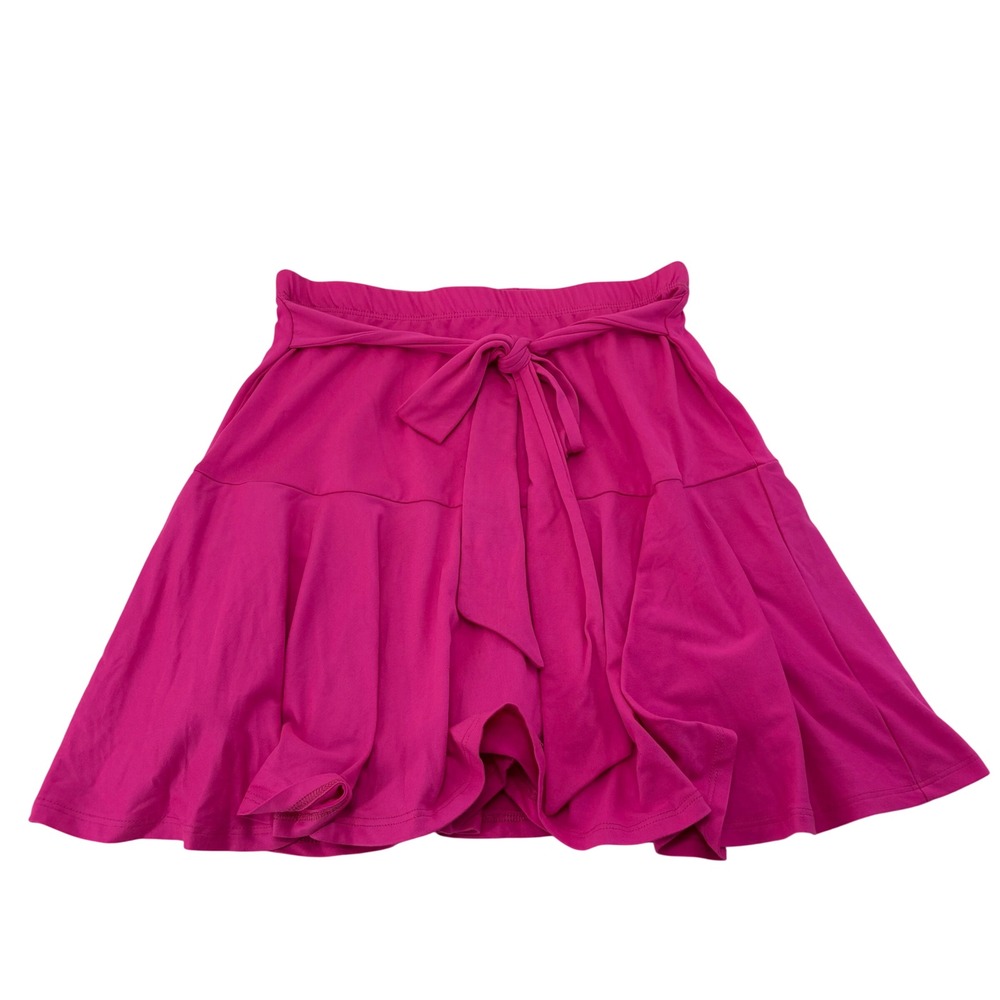 White Birch Womens Fuchsia Pink Tiered Skort Elastic Tie Waist Shorts Medium NEW